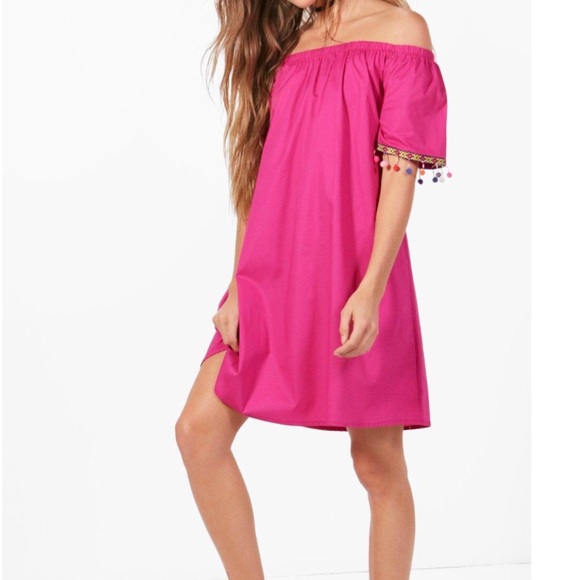 ASOS Dresses & Skirts - NWT ASOS cold shoulder Pom Pom tassel shift dress